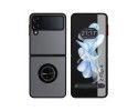 Funda Mate con Borde Negro y Anillo Giratorio 360 para Samsung Galaxy Z Flip 4 5G
