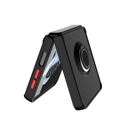Funda Mate con Borde Negro y Anillo Giratorio 360 para Samsung Galaxy Z Flip 4 5G