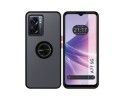 Funda Mate con Borde Negro y Anillo Giratorio 360 para Oppo A77 5G