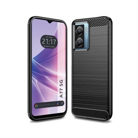 Funda Gel Tpu Tipo Carbon Negra para Oppo A77 5G