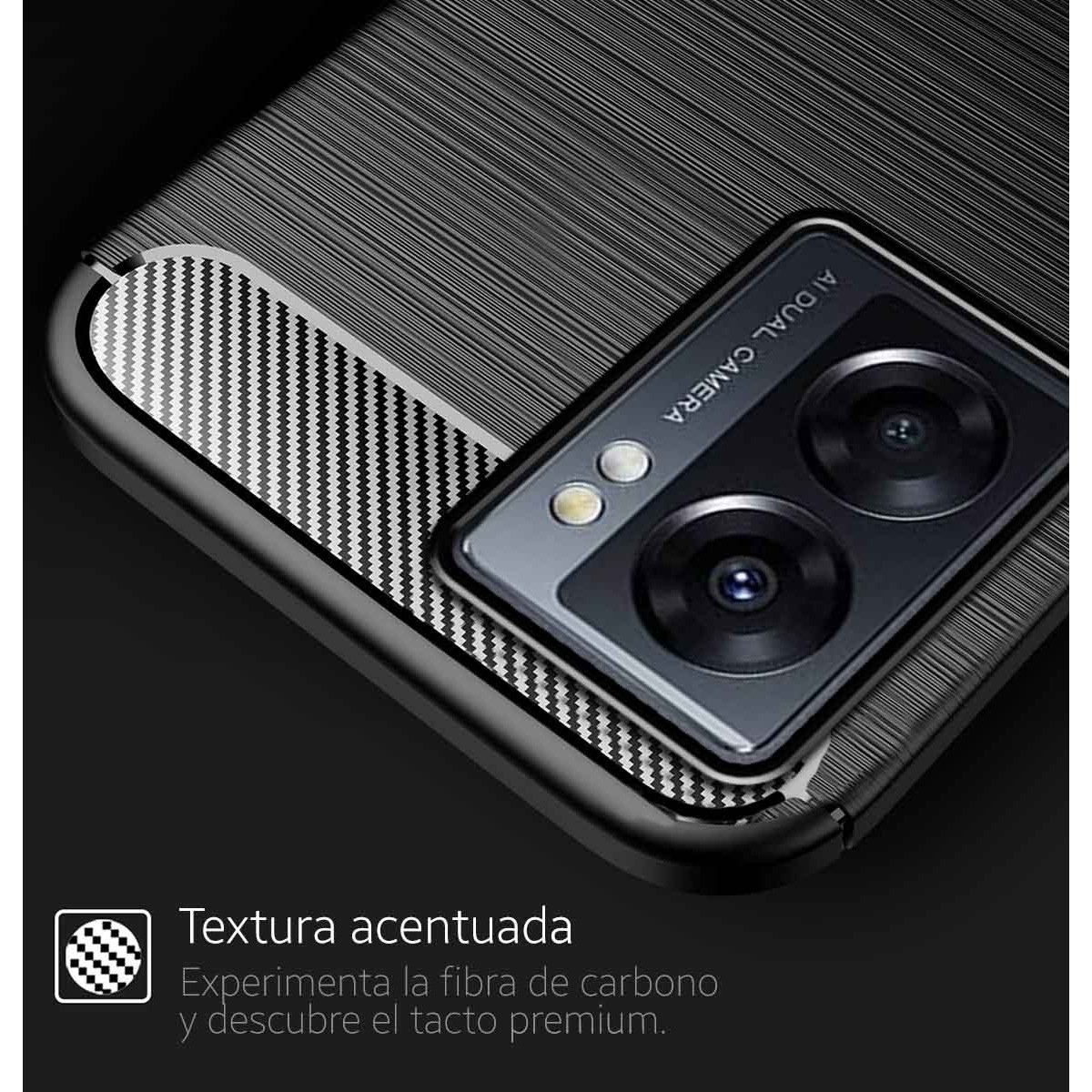 Funda Gel Tpu Tipo Carbon Negra para Oppo A77 5G