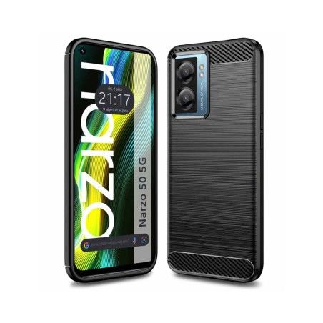 Funda Gel Tpu Tipo Carbon Negra para Realme Narzo 50 5G