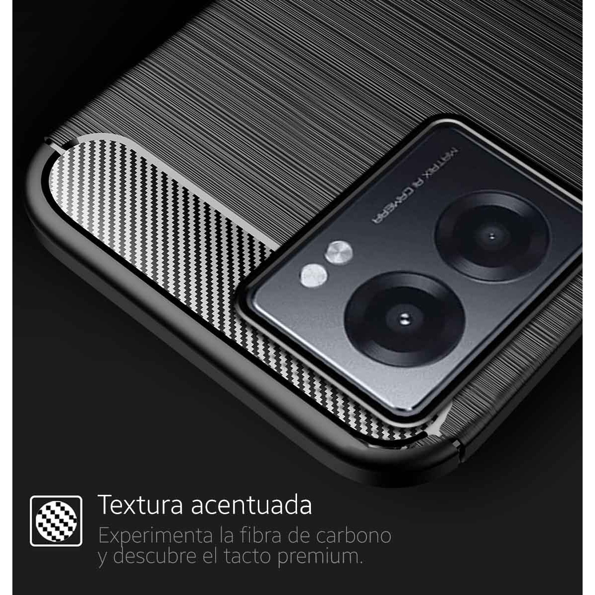 Funda Gel Tpu Tipo Carbon Negra para Realme Narzo 50 5G