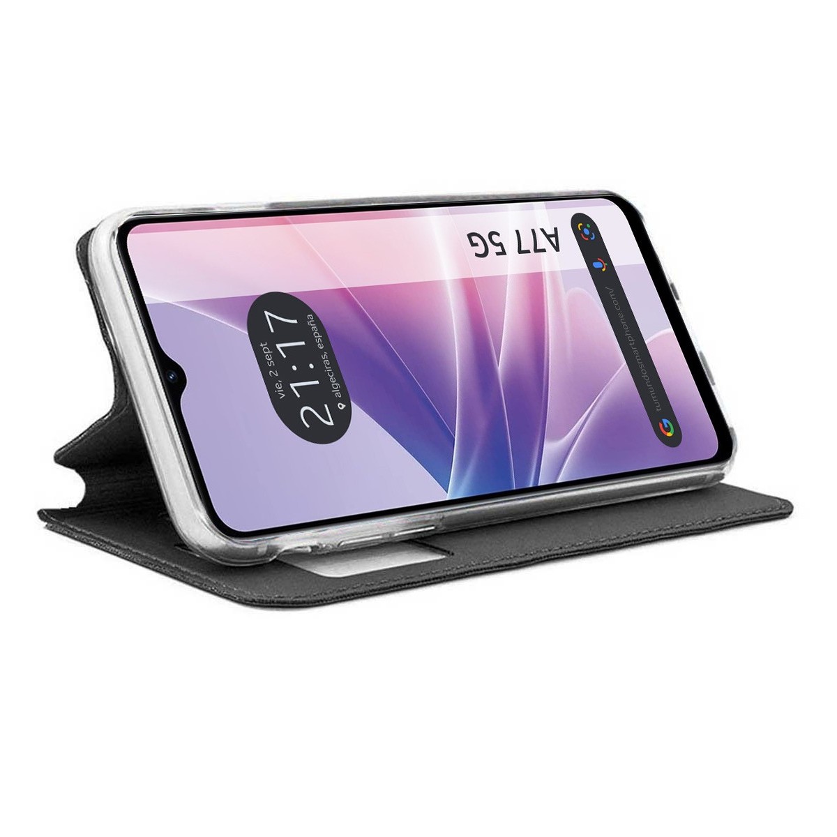 Funda Libro Soporte con Ventana para Oppo A77 5G color Negra