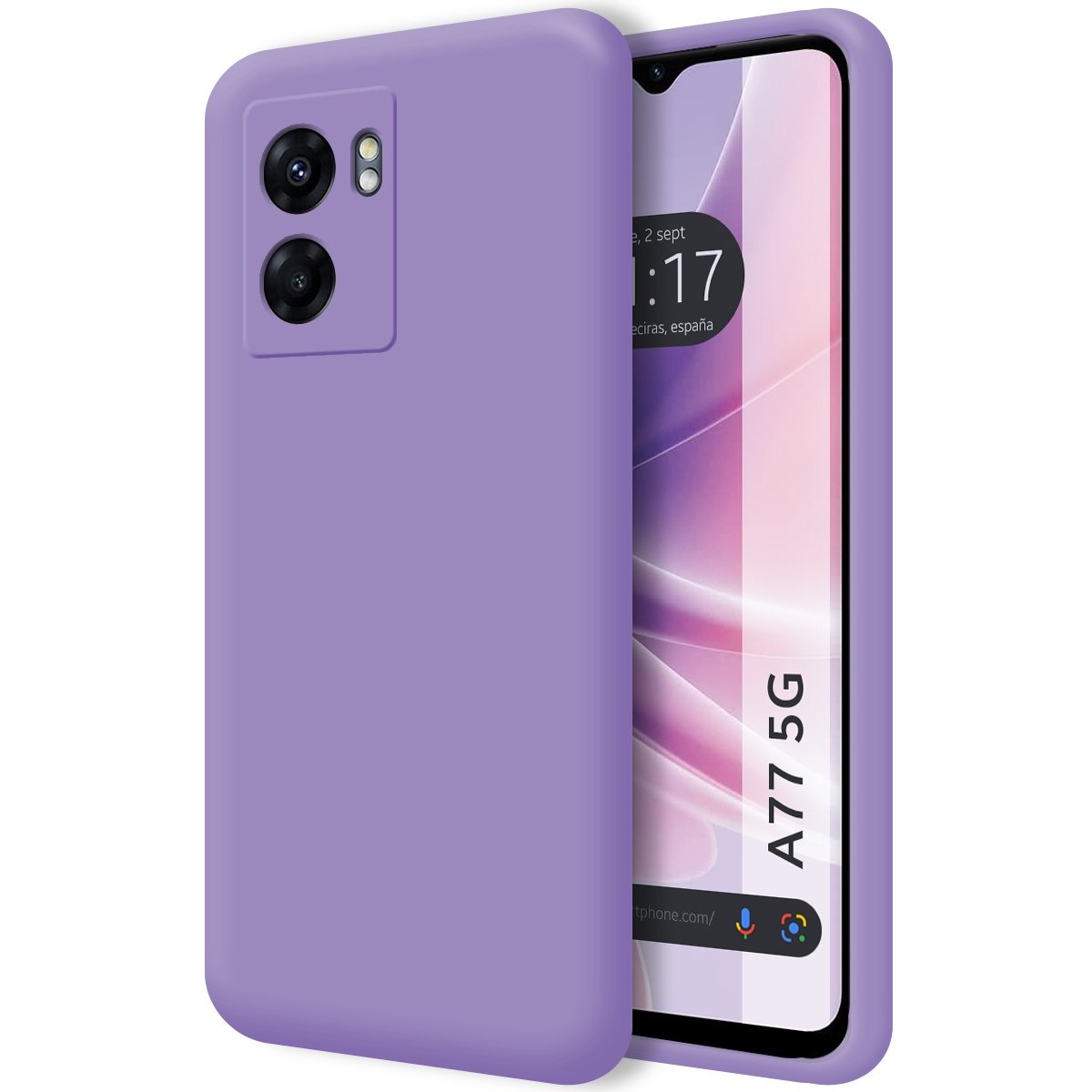 Funda Silicona Líquida Ultra Suave para Oppo A77 5G color Morada