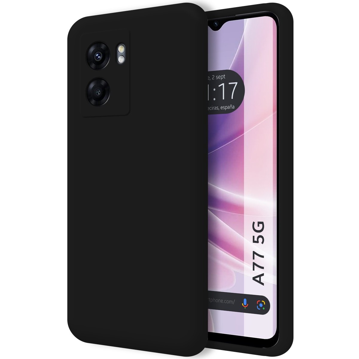 Funda Silicona Líquida Ultra Suave para Oppo A77 5G color Negra