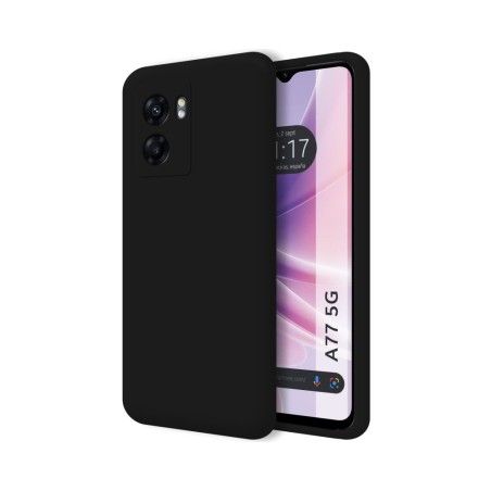Funda Silicona Líquida Ultra Suave para Oppo A77 5G color Negra