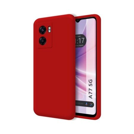 Funda Silicona Líquida Ultra Suave para Oppo A77 5G color Roja