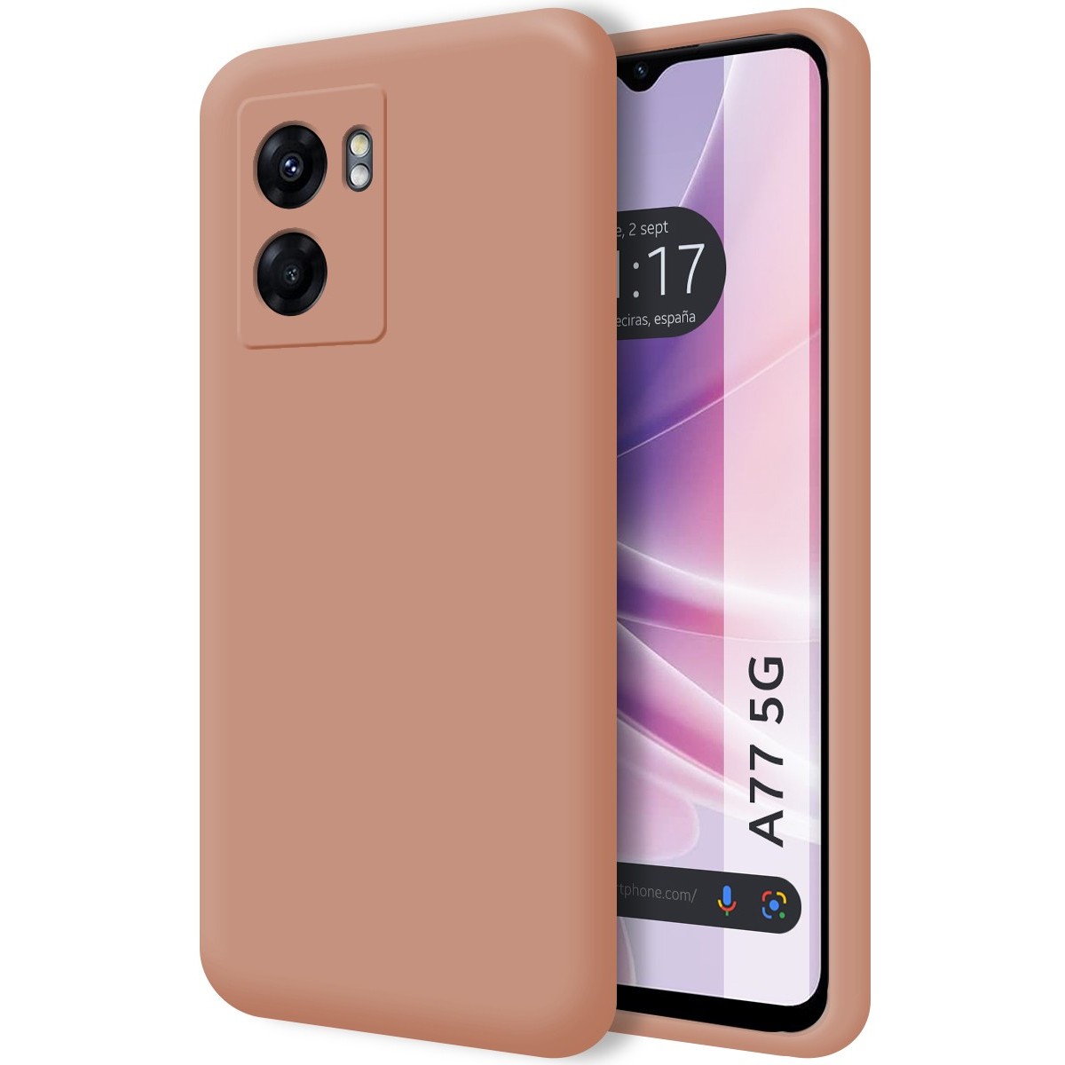 Funda Silicona Líquida Ultra Suave para Oppo A77 5G color Rosa
