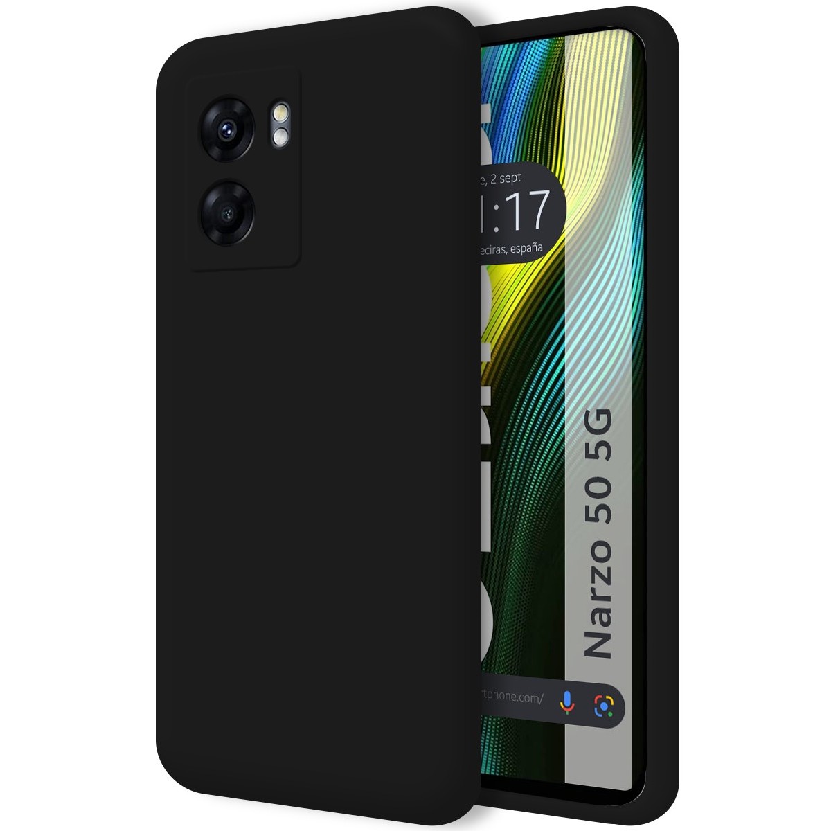 Funda Silicona Líquida Ultra Suave para Realme Narzo 50 5G color Negra