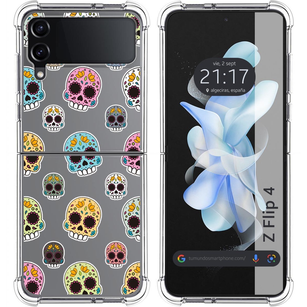 Funda Silicona Antigolpes para Samsung Galaxy Z Flip 4 5G diseño Catrina Dibujos