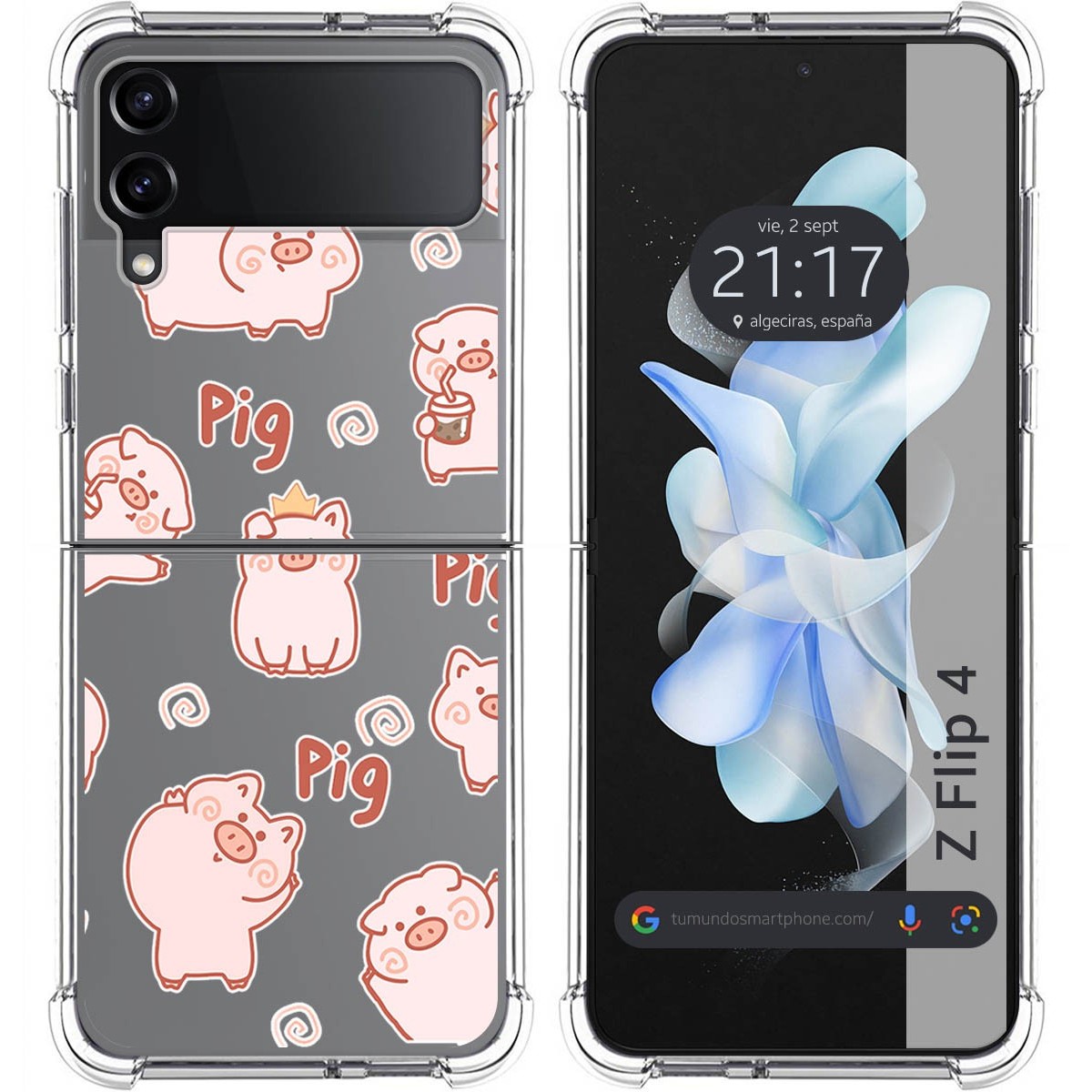 Funda Silicona Antigolpes para Samsung Galaxy Z Flip 4 5G diseño Cerdos Dibujos