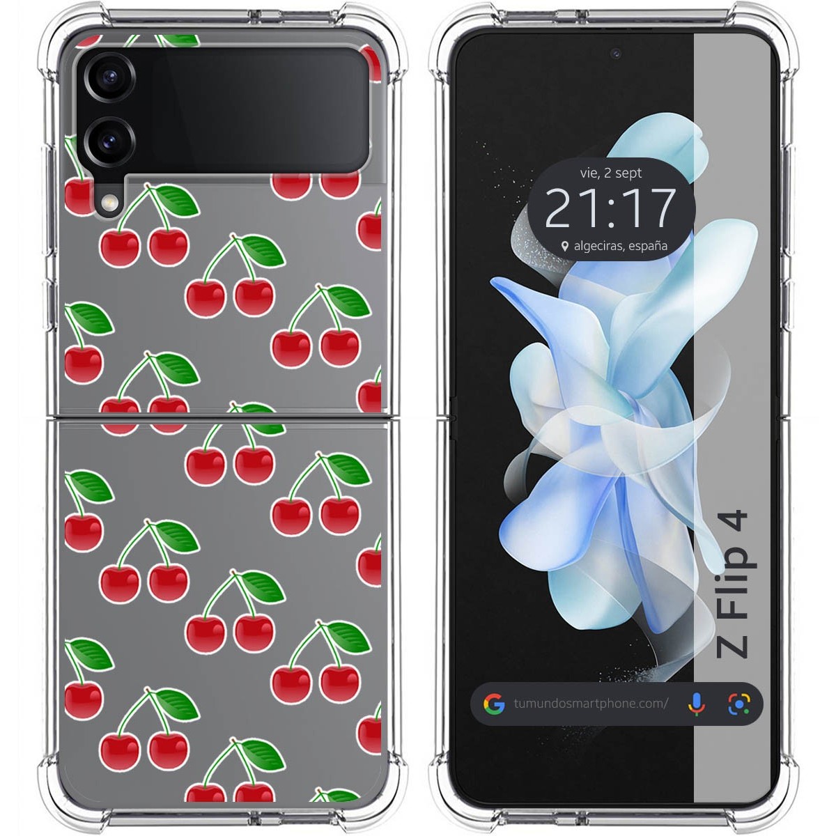 Funda Silicona Antigolpes para Samsung Galaxy Z Flip 4 5G diseño Cerezas Dibujos