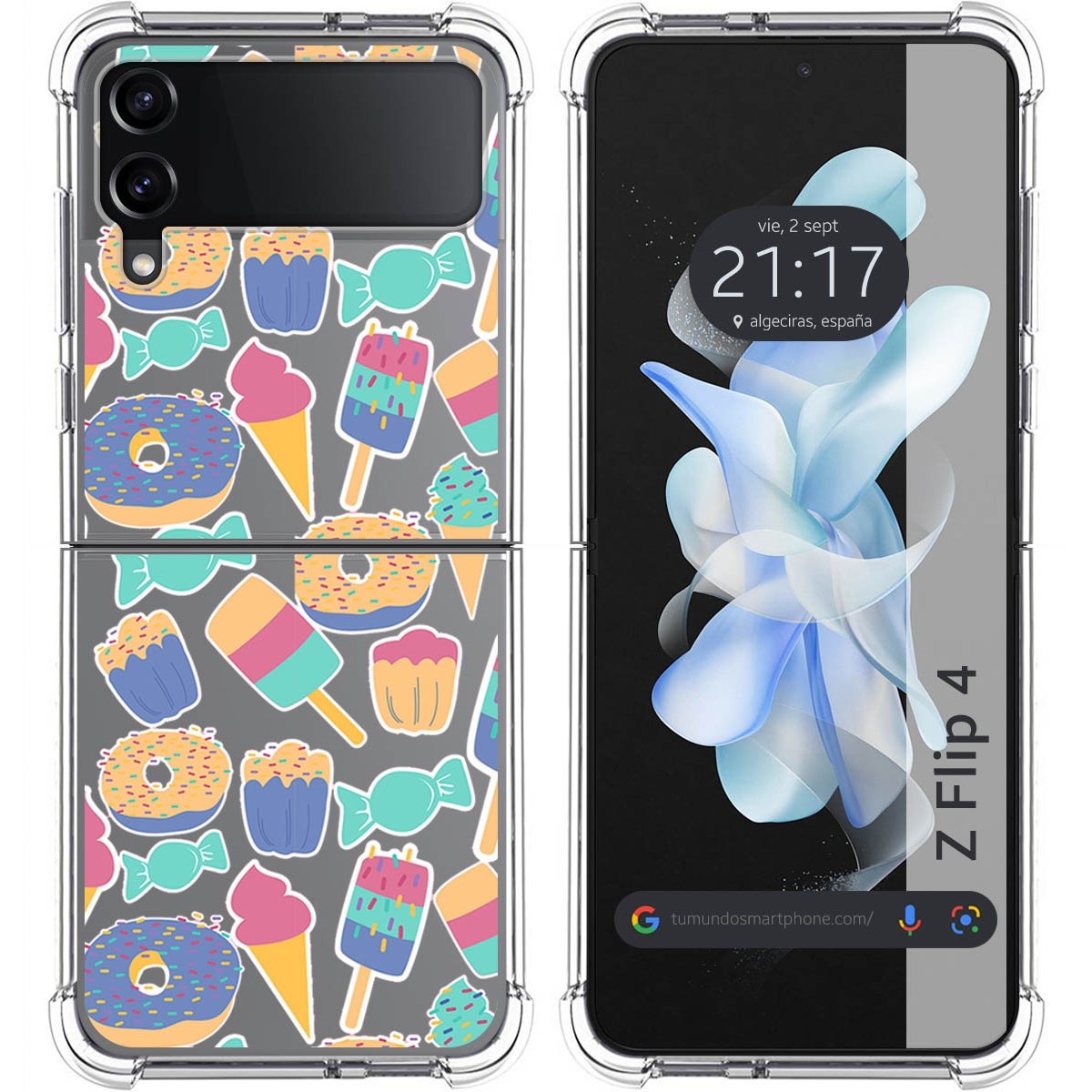 Funda Silicona Antigolpes para Samsung Galaxy Z Flip 4 5G diseño Dulces 02 Dibujos