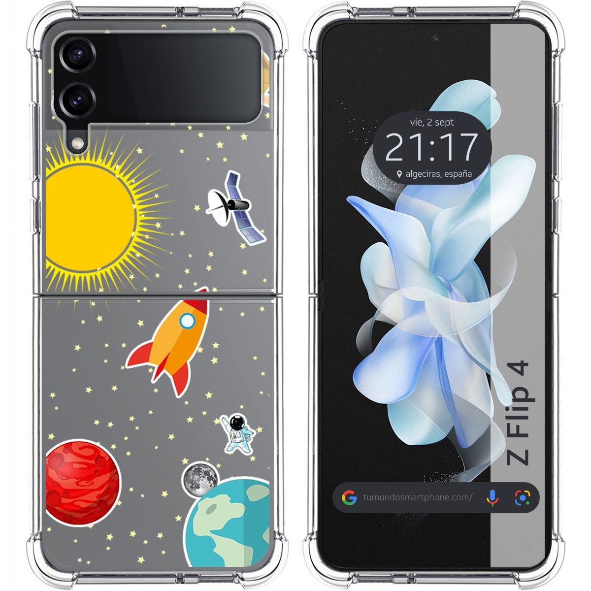 Funda Silicona Antigolpes para Samsung Galaxy Z Flip 4 5G diseño Espacio Dibujos
