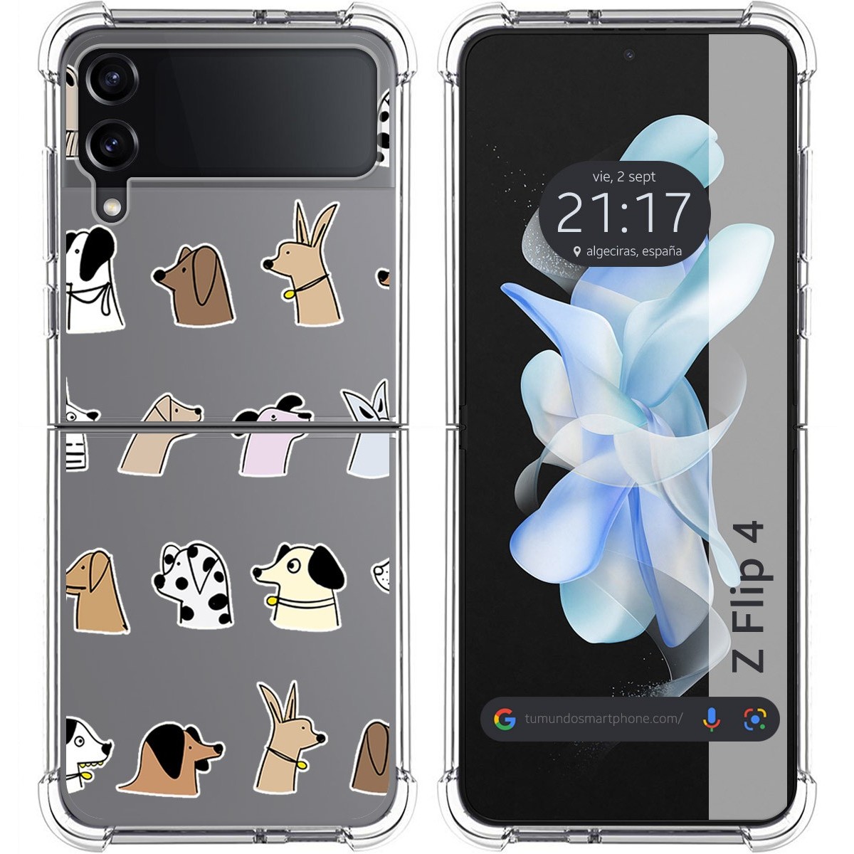 Funda Silicona Antigolpes para Samsung Galaxy Z Flip 4 5G diseño Perros Dibujos