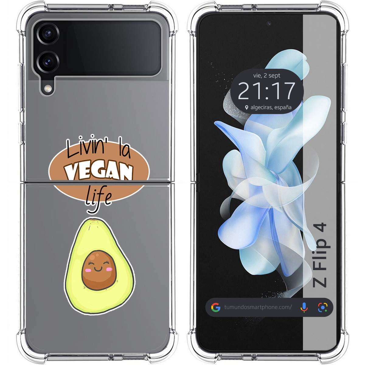 Funda Silicona Antigolpes para Samsung Galaxy Z Flip 4 5G diseño Vegan Life Dibujos