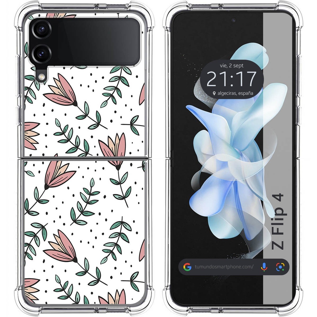 Funda Silicona Antigolpes para Samsung Galaxy Z Flip 4 5G diseño Flores 01 Dibujos
