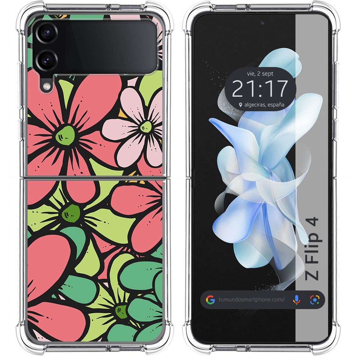 Funda Silicona Antigolpes para Samsung Galaxy Z Flip 4 5G diseño Flores 02 Dibujos