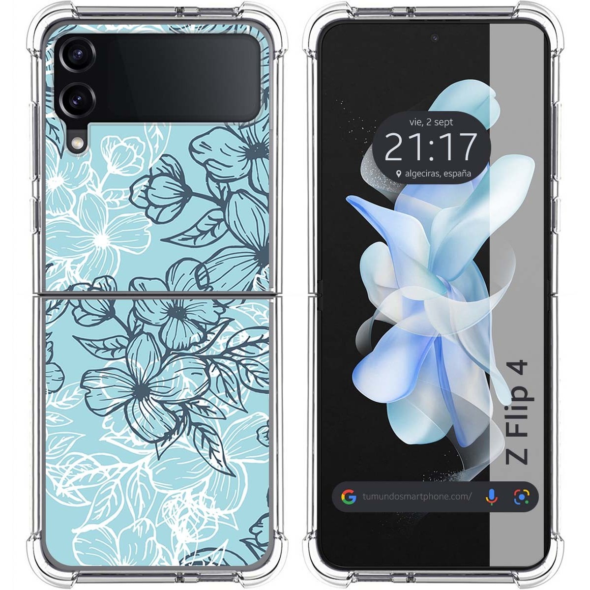 Funda Silicona Antigolpes para Samsung Galaxy Z Flip 4 5G diseño Flores 03 Dibujos