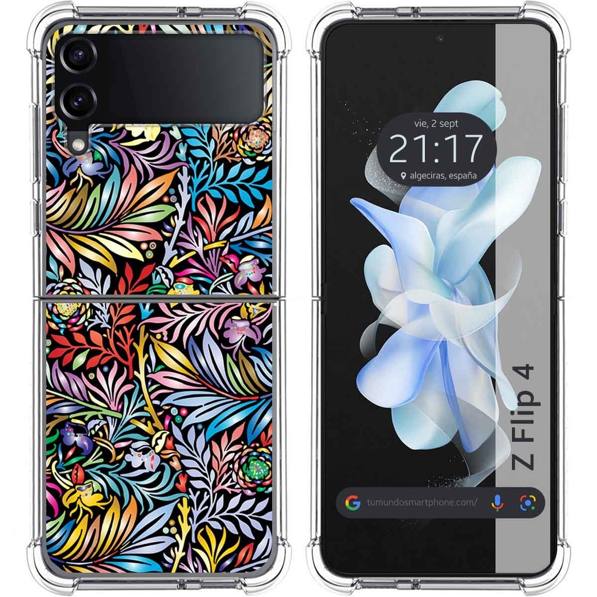 Funda Silicona Antigolpes para Samsung Galaxy Z Flip 4 5G diseño Flores 04 Dibujos