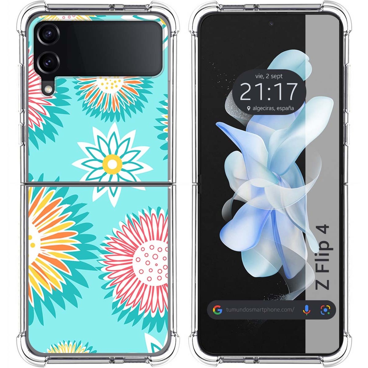 Funda Silicona Antigolpes para Samsung Galaxy Z Flip 4 5G diseño Flores 05 Dibujos