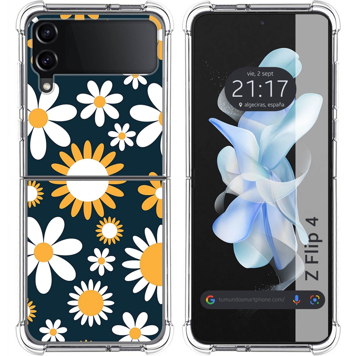 Funda Silicona Antigolpes para Samsung Galaxy Z Flip 4 5G diseño Flores 08 Dibujos