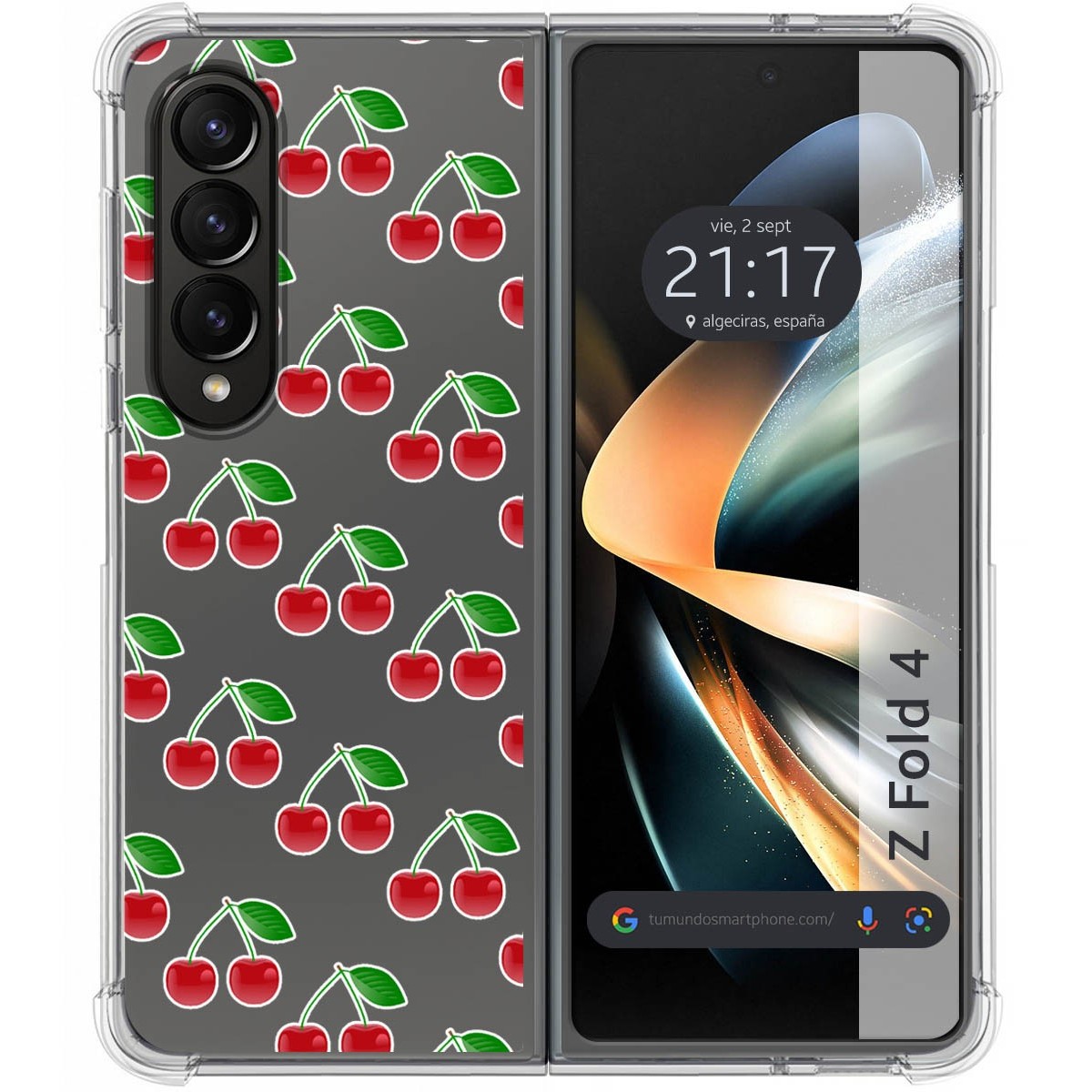 Funda Silicona Antigolpes para Samsung Galaxy Z Fold 4 5G diseño Cerezas Dibujos