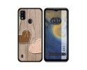 Funda Silicona para ZTE Blade A51 diseño Corazones Madera Dibujos