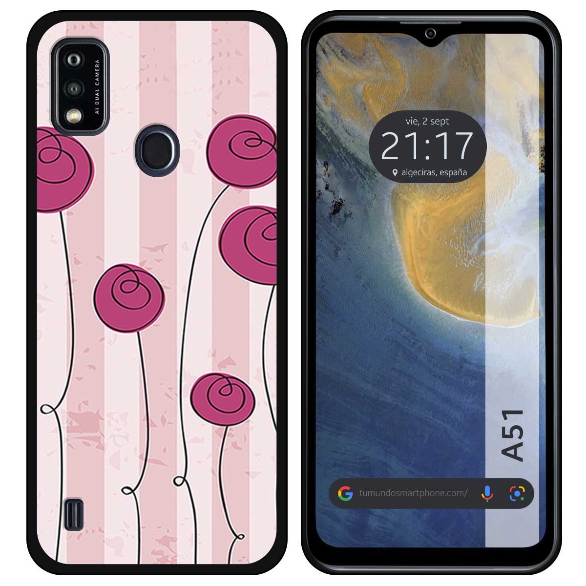 Funda Silicona para ZTE Blade A51 diseño Flores Vintage Dibujos