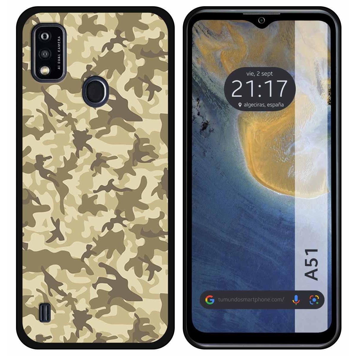 Funda Silicona para ZTE Blade A51 diseño Sand Camuflaje Dibujos