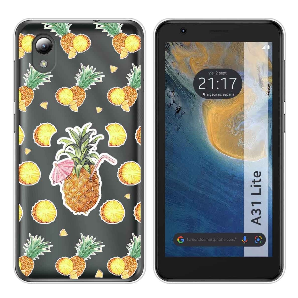 Funda Silicona Transparente para ZTE Blade A31 Lite diseño Piña Dibujos