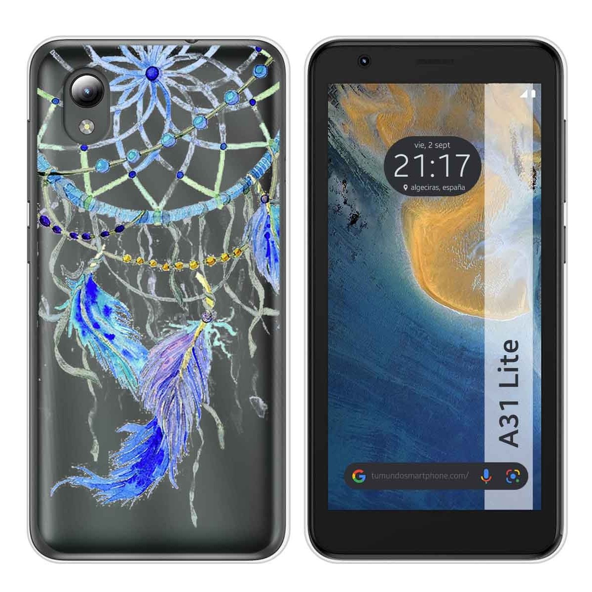 Funda Silicona Transparente para ZTE Blade A31 Lite diseño Plumas Dibujos