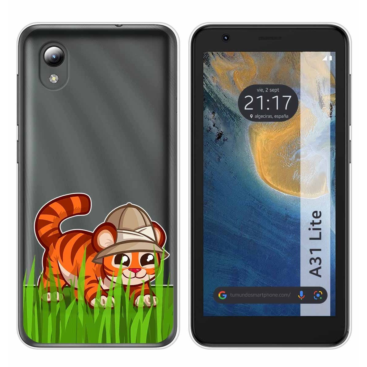 Funda Silicona Transparente para ZTE Blade A31 Lite diseño Tigre Dibujos