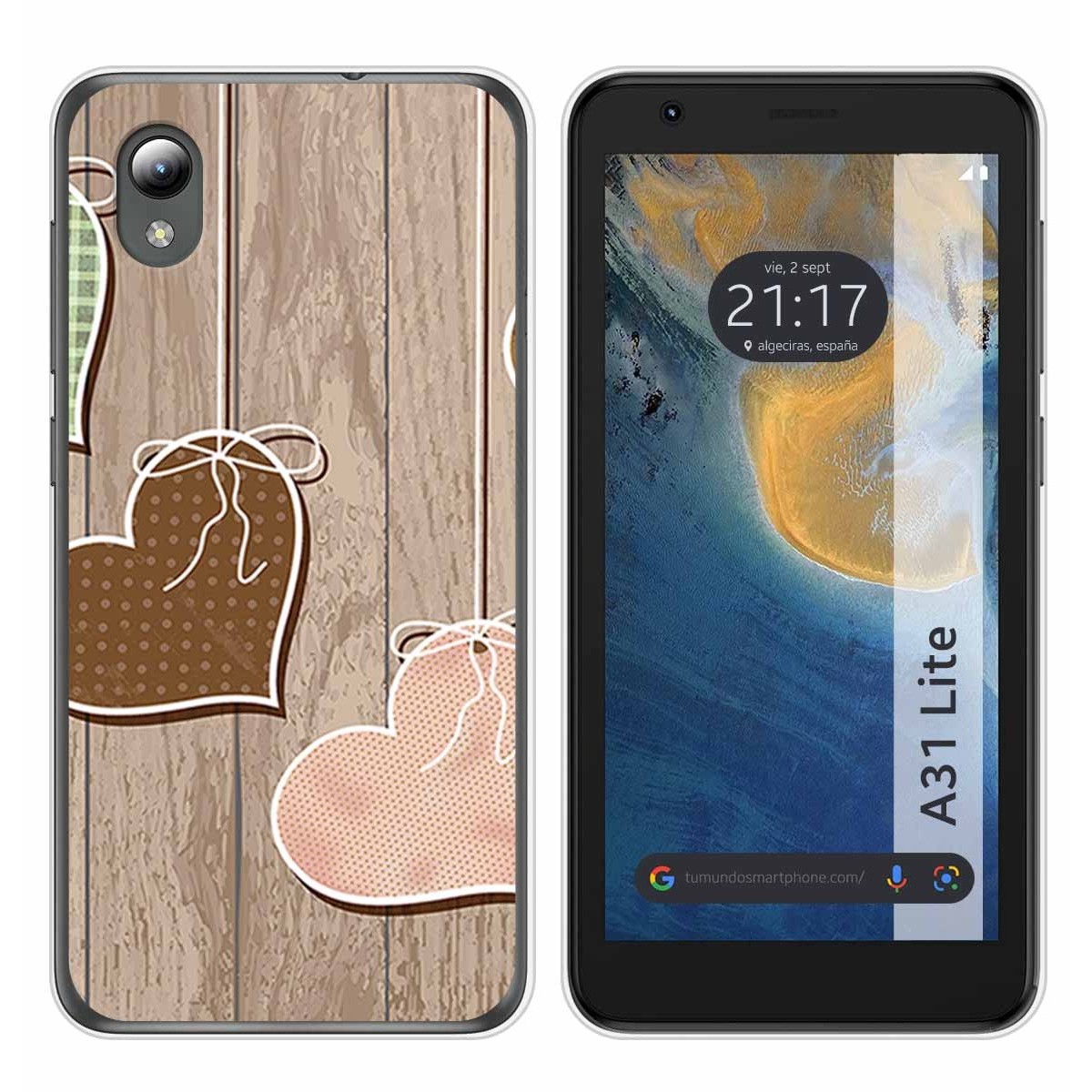 Funda Silicona para ZTE Blade A31 Lite diseño Corazones Madera Dibujos