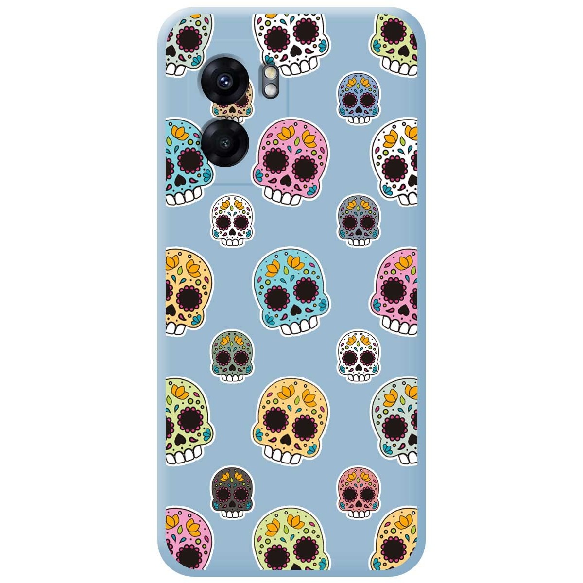 Funda Silicona Líquida Azul para Oppo A77 5G diseño Catrina Dibujos