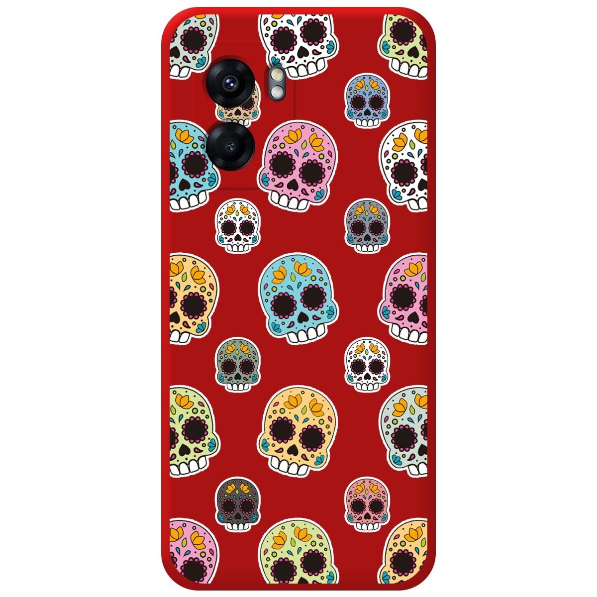Funda Silicona Líquida Roja para Oppo A77 5G diseño Catrina Dibujos