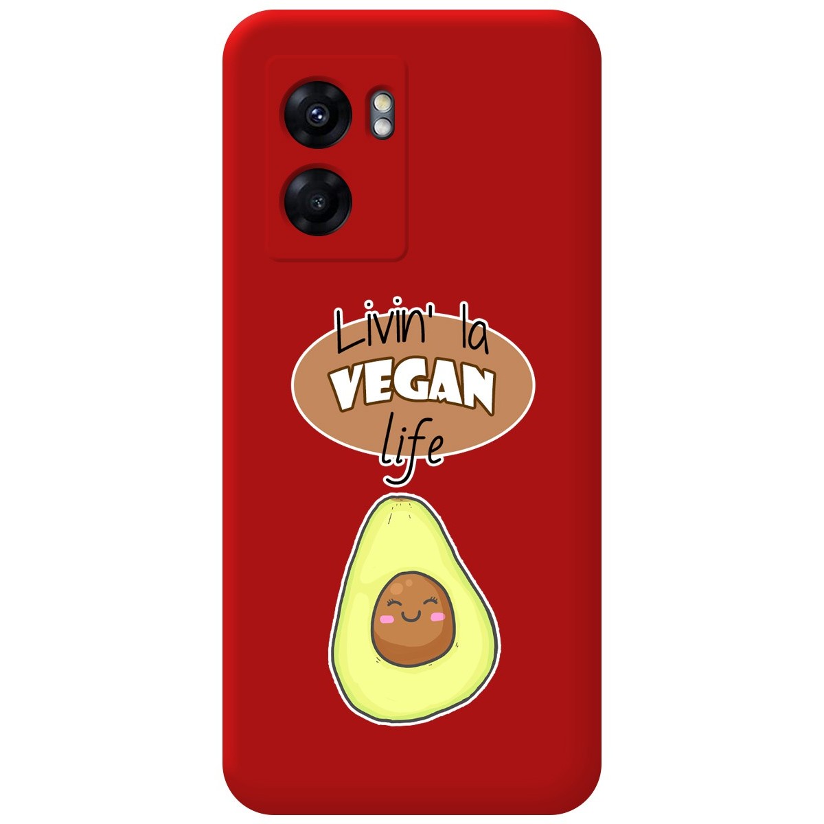 Funda Silicona Líquida Roja para Oppo A77 5G diseño Vegan Life Dibujos