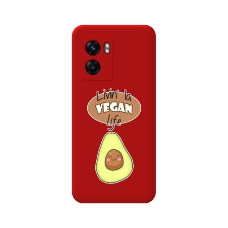 Funda Silicona Líquida Roja para Oppo A77 5G diseño Vegan Life Dibujos