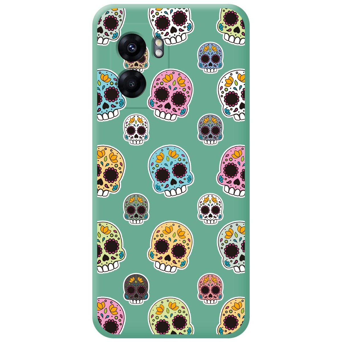 Funda Silicona Líquida Verde para Oppo A77 5G diseño Catrina Dibujos