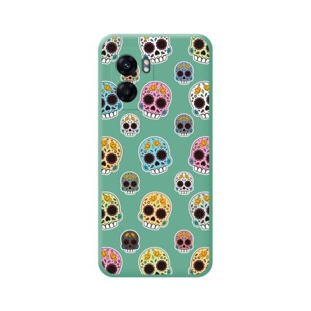 Funda Silicona Líquida Verde para Oppo A77 5G diseño Catrina Dibujos