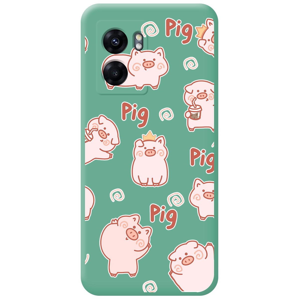 Funda Silicona Líquida Verde para Oppo A77 5G diseño Cerdos Dibujos