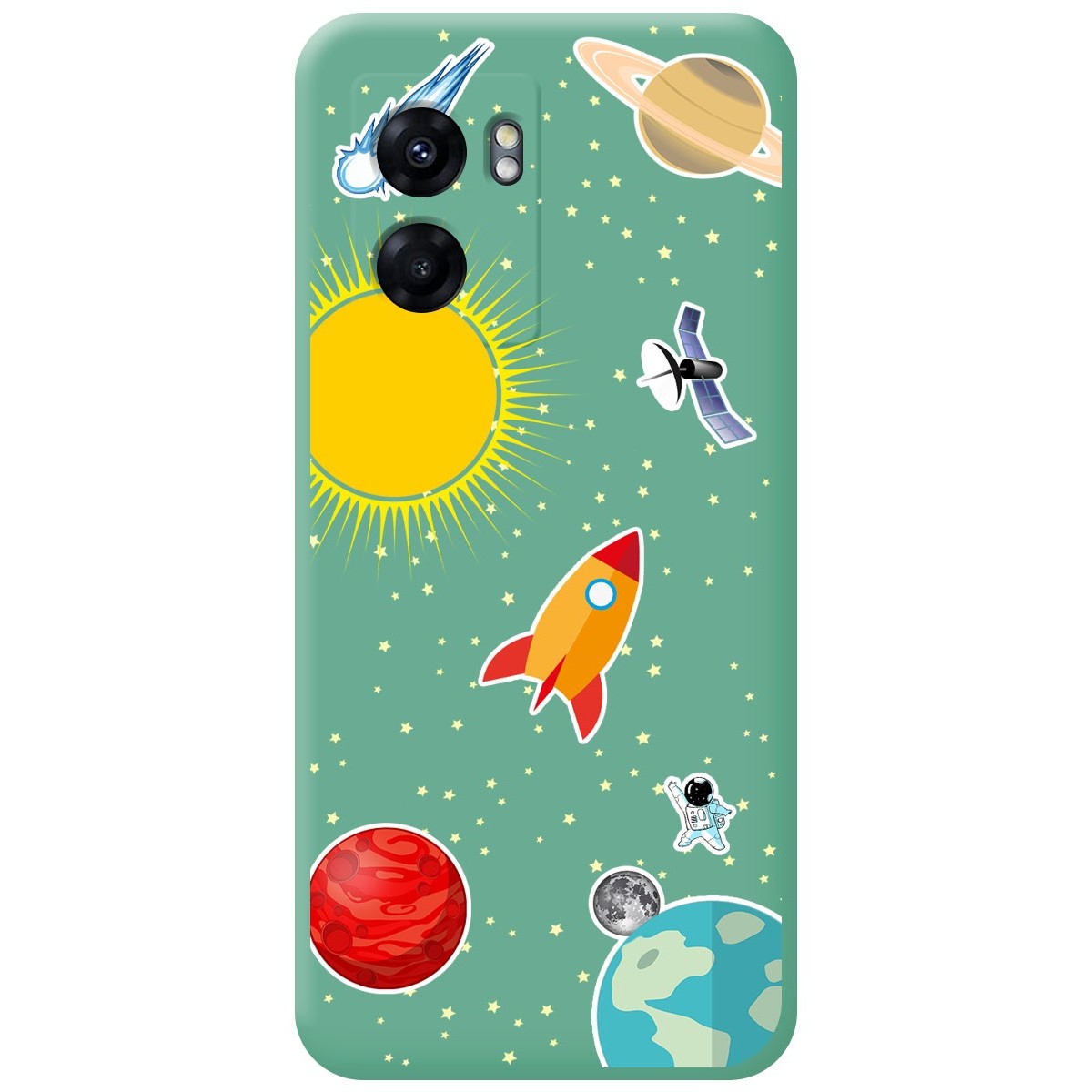 Funda Silicona Líquida Verde para Oppo A77 5G diseño Espacio Dibujos