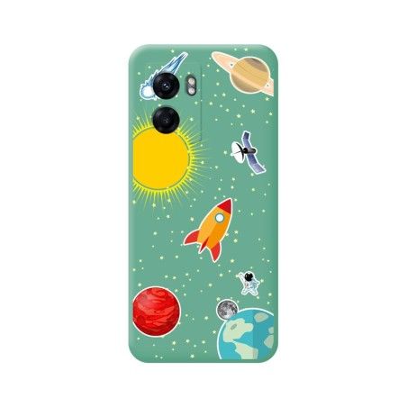 Funda Silicona Líquida Verde para Oppo A77 5G diseño Espacio Dibujos