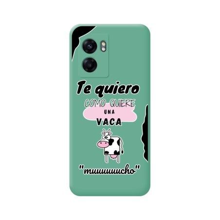 Funda Silicona Líquida Verde para Oppo A77 5G diseño Vaca Dibujos