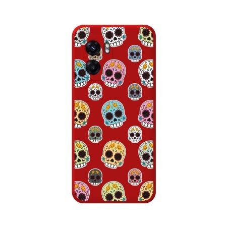 Funda Silicona Líquida Roja para Realme Narzo 50 5G diseño Catrina Dibujos