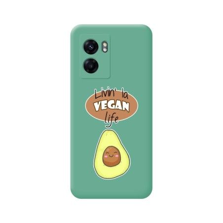 Funda Silicona Líquida Verde para Realme Narzo 50 5G diseño Vegan Life Dibujos