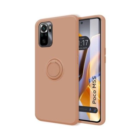Funda Silicona Líquida Ultra Suave con Anillo para Xiaomi POCO M5s Color Rosa