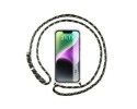 Funda Colgante Transparente compatible con iPhone 14 (6.1) con Cordon Verde / Dorado