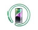Funda Colgante Transparente compatible con iPhone 14 (6.1) con Cordon Verde Agua